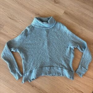 ** We the free people Teal turtleneck woven cable knit sweater XS oversized
